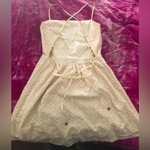 Strappy cross back eyelet mini dress